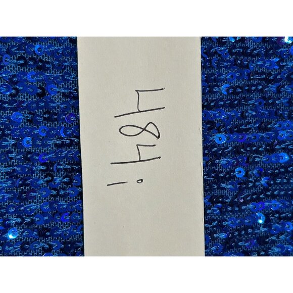Cable & Gauge Blue Sequin Sleeveless Top High Neckline Keyhole Back Sz Large - Picture 9 of 9